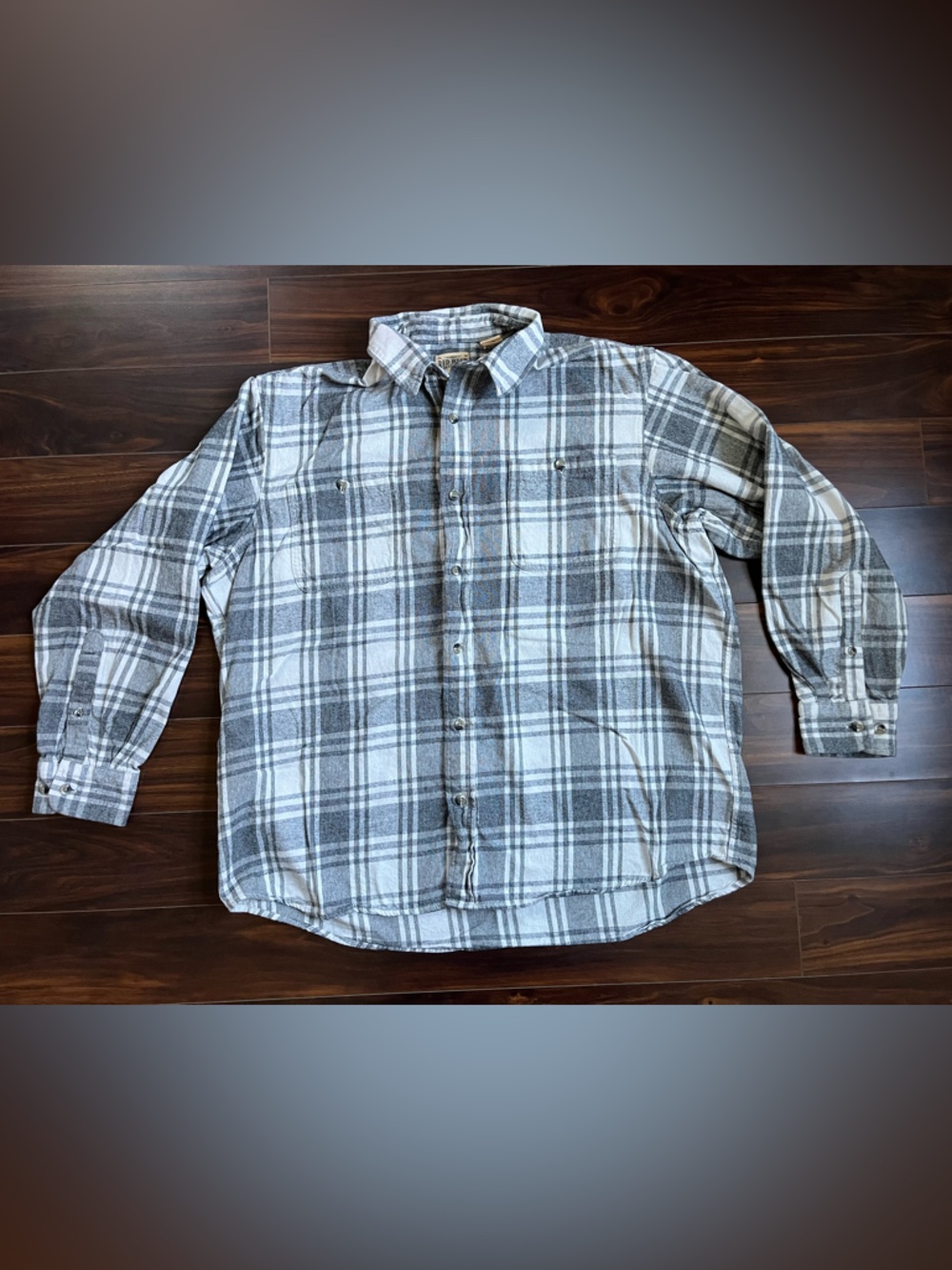 Bass Pro Shops Redhead Men’s Gray Plaid Flannel Button-Down Shirt, XXL, EUC